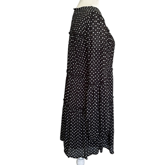 V ery j black & white polka dot tiered mini dress size M feminine sheer summer - Picture 4 of 7